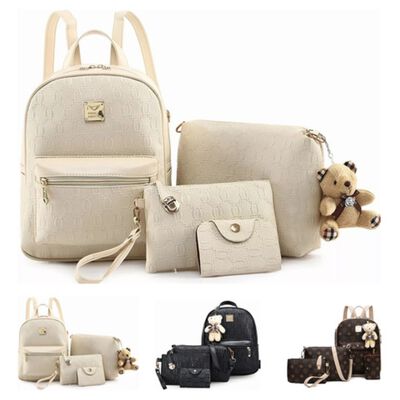 Bolsas De Mujer Mochila Cosmetiquera Correa 4 Set Beige