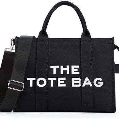 A Bolsas de lona para mujer, bolso de mano con cierre, Totes para Mujer, bolsa cruzada de lona para escuela, viajes, oficina.