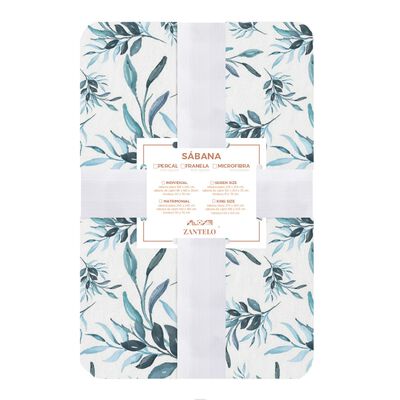 Juego S&aacute;banas Franela Ligera Queen Zuryc Zantelo Floral Azul Suave Ajuste 35cm Fundas Incluidas Invierno