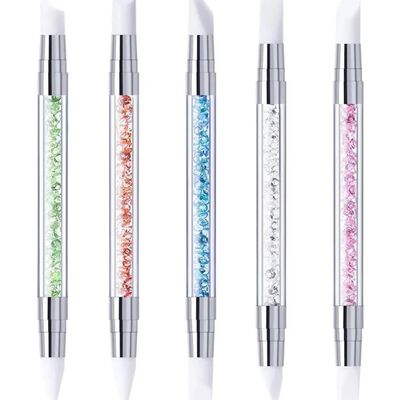 Kit De 5 Pinceles Doble Punta Silicon Para U&ntilde;as Nail Art