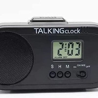 Reloj Despertador Parlante Hora Con Voz Espa&ntilde;ol Talking negro