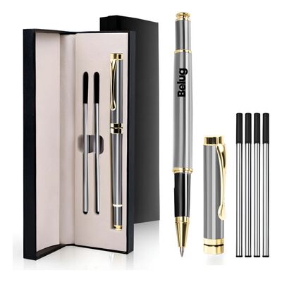 Pluma De Acero Con Recambio Y Caja De Regalo