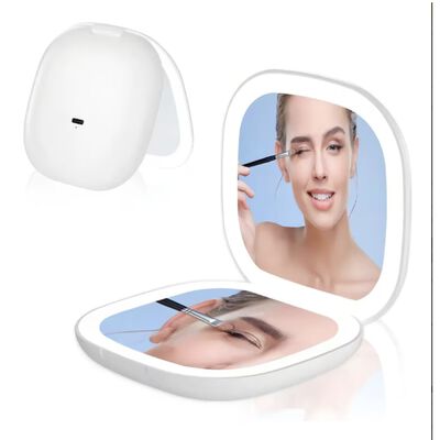 Espejo De Maquillaje Led Bolsillo Port&aacute;til Recargable 1x/3x dos Espejos De Maquillaje Modelo Blanco