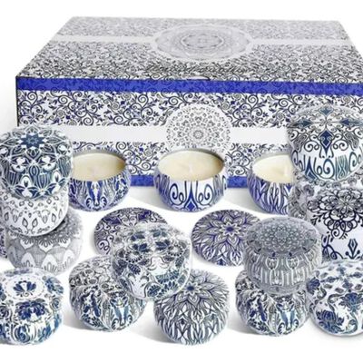 16 Piezas Velas Aromaticas,velas Perfumadas De Cera De Soja Estuche Azul