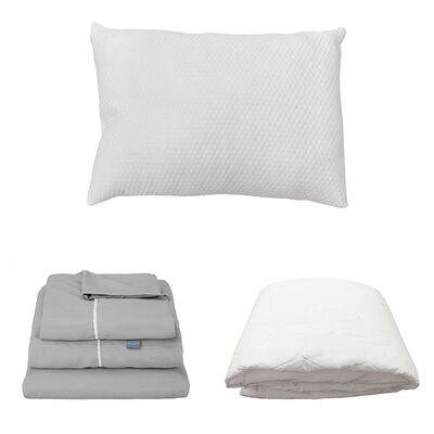 Protector Individual Spring Air Ultra Blanco con S&aacute;banas Royal Gris Perla y Almohada Frosty