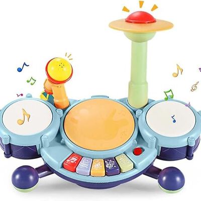 RUBOQE Juguetes de Instrumentos Musicales, Bater&iacute;a Infantil con Baquetas, Teclado de Piano y Micr&oacute;fono, Desarrollar El Talento Musical de los Ni&ntilde;os, Regalo Perfecto para Ni&ntilde;os y Ni&ntilde;as de 3 A&ntilde;os.