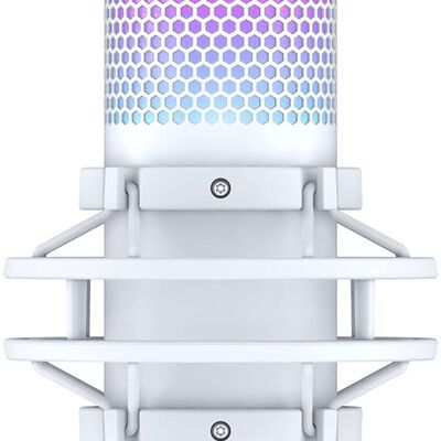 HyperX QuadCast S Blanco, Micr&oacute;fono de Condensador USB RGB para PC, PS4 y Mac, Montaje antivibraci&oacute;n, Cuatro Patrones Polares, Filtro Pop, Control de Ganancia, 519P0AA.