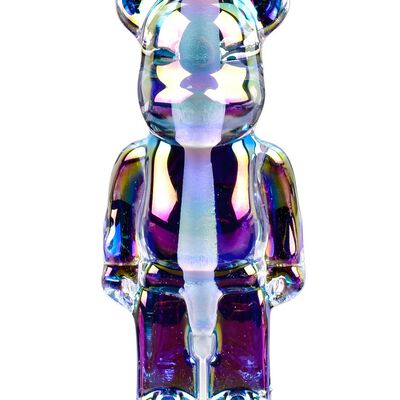 Pipa de Cristal en Forma de Oso Iridiscente