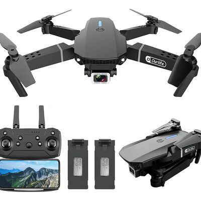 Mini Drone Ourlife AK Air2 Negro Con Dual C&aacute;mara 4K 2.4GHz Giro 360 Con 2 Bater&iacute;as Y Protector De H&eacute;lices