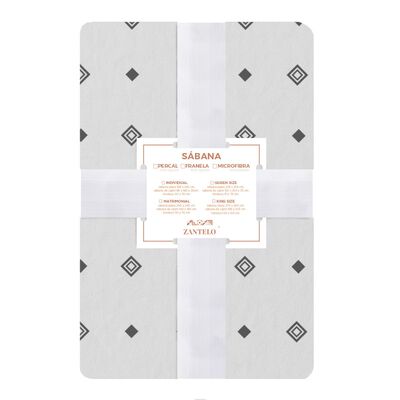 Juego S&aacute;banas Franela Ligera Queen Zatin Gray Zantelo T&eacute;rmica Suave Ajuste 35cm Dise&ntilde;o Gris Fundas Incluidas
