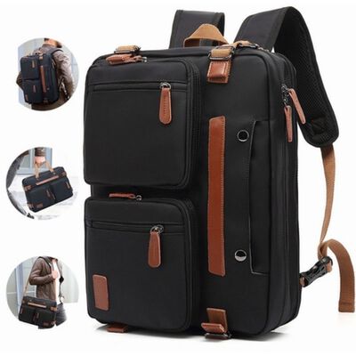 Mochila Malet&iacute;n Bolso Mensajero 3 En 1 Para Laptop De 17.3in NEGRA CON CAFE