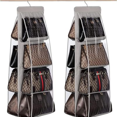 A VEKENSEE Organizador de Bolsos para Cl&oacute;set, 2 Pack 8 Compartimentos Bolsa de Almacenamiento, Organizador para Colgar Bolsos Cl&oacute;set para Bolso de Mano, para Armario para Armario Familiar, Dormitorio.