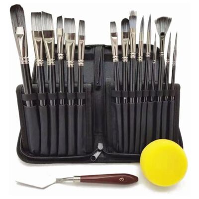 17 Pcs Para Oleo Acr&iacute;lico Acuarela Pincel De Aceite Negro