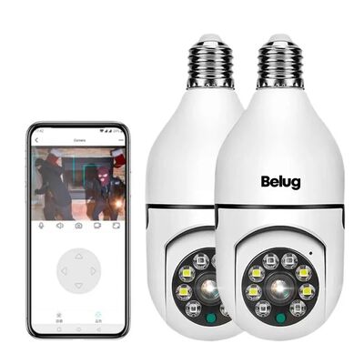 2pcs C&aacute;mara De Seguridad Wifi De 360&deg; Belug Visi&oacute;n Nocturna Alarma Blanco