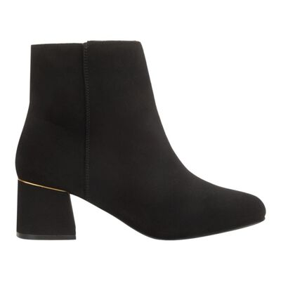 Bota de mujer, corta, de vestir, con tac&oacute;n ancho y bajo, acabado Nobuck, color negro, mod. 1258780