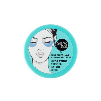 Parches de Gel Org&aacute;nicos para el contorno de ojos de Acido Hialur&oacute;nico y Matcha Az&uacute;l, 60 piezas, Organic Shop