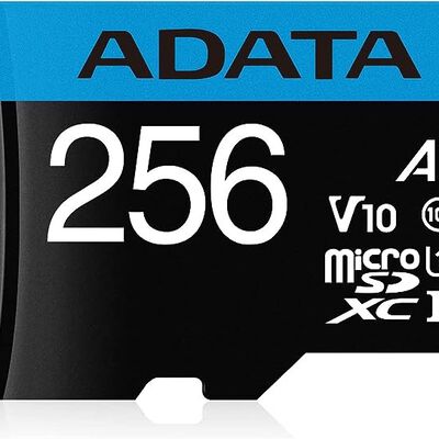 ADATA 256 GB Tarjeta de Memoria Micro SDXC con Adaptador Color Negro con Azul A1 (Clase 10).
