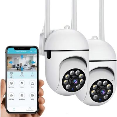 C&aacute;mara de seguridad 2PCS-288 Hd 1080p Foco 360&deg; Alarma 2 Piezas con resoluci&oacute;n 2MP visi&oacute;n nocturna incluida color blanco