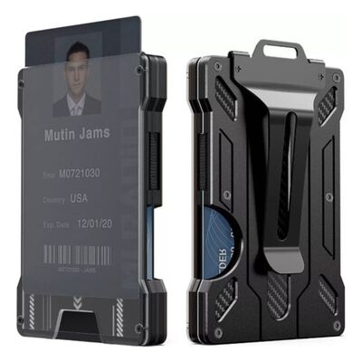 Cartera Rfid Hombre Tarjetero Billetera Fibra De Carbono Negro
