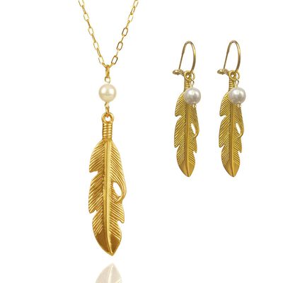 Collar dije pluma perla elegante regalo mujer VANGANIA