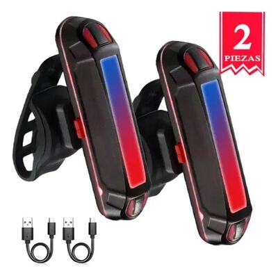 2pz Luces Usb Recargable Led Estrobo Para Bicicleta 5 Modos