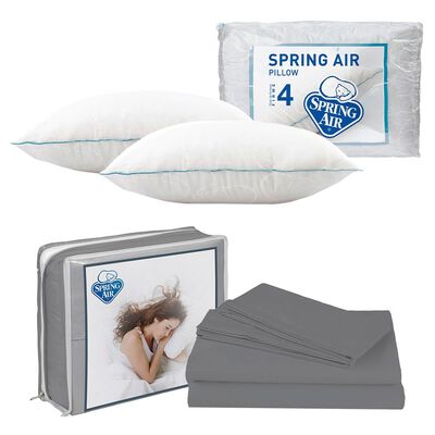 S&aacute;banas Queen Size Spring Air Basic Grey + 2 Almohadas Spring Air Osos