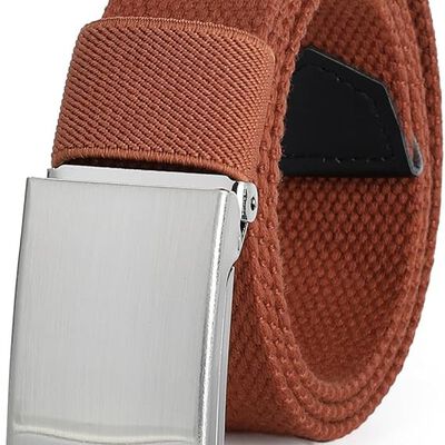 AWAYTR - Cinturones de lona para ni&ntilde;os, uniforme escolar ajustable, cintur&oacute;n de golf para ni&ntilde;os con hebilla abatible plateada.