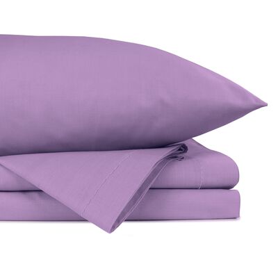 Juego de S&aacute;banas Percal Queen Size Lavanda 4 Piezas Frescas y Suaves Ajuste 35 cm Zantelo