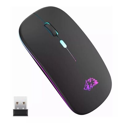 ML Mouse inal&aacute;mbrico recargable Free Wolf X15 negro.