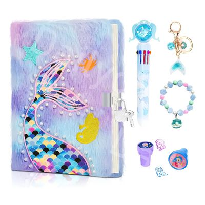 Diario De Sirena Para Ni&ntilde;as Con Candado Y Llaves Violeta