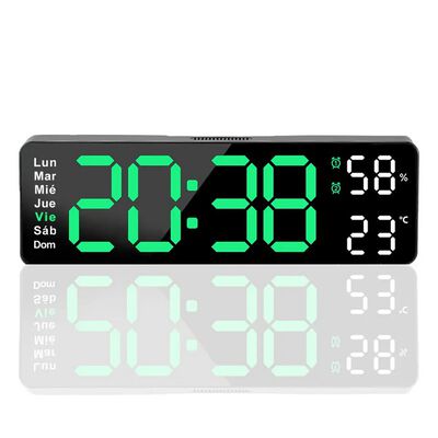 Reloj De Pared Digital Con Term&oacute;metro Alarmas Y Calendario