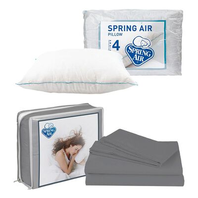 S&aacute;banas Individual Spring Air Basic Grey + Almohada Spring Air Osos