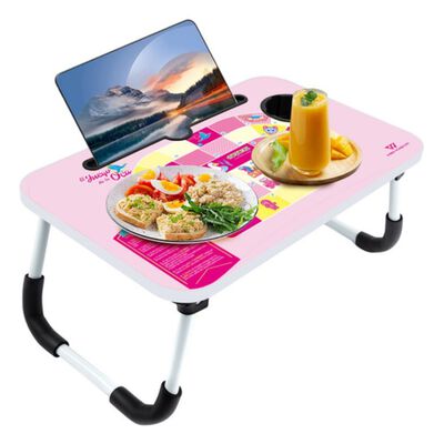 Mesa Plegable Portafolio De Madera Soporte Laptop Port&aacute;til negro/rosa