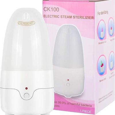 A Esterilizador de Copa Menstrual - Pesoo Limpiador de Copa Menstrual para Todas las Copas de Menstruaci&oacute;n Esterilizaci&oacute;n por Vapor a Alta Temperatura M&aacute;quina de Esterilizaci&oacute;n de 3 Minutos Eliminar el 99.9% de Bacterias y Virus.