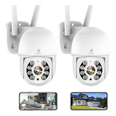 2pcs C&aacute;maras De Seguridad Exterior Wifi Hd Ip Visi&oacute;n Alarma Color Blanco