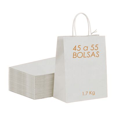 Kit de 45 a 55 Bolsas de Papel Kraft Blanco, Bluelander