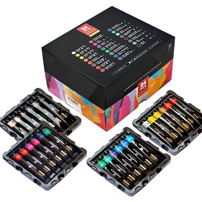 "Pintura Acr&iacute;lica Profesional 24 Colores Con 22ml Plumoteca "