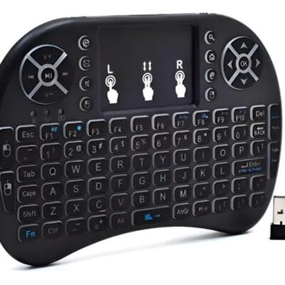 Mini Teclado Inal&aacute;mbrico Touchpad para Celular Tv Pc en espa&ntilde;ol Negro
