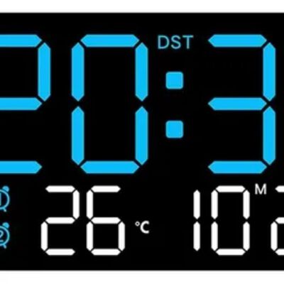 Reloj De Pared Digital Con Alarmas Y Calendario,term&oacute;metro negro azul