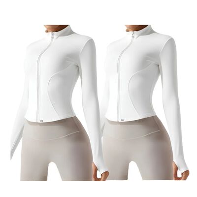 2pcs Playera Ropa Deportiva Mujer Licra Manga Blanco/ BlancoTalla:M