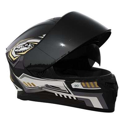 Casco De Moto Con Visera Abatible Y Plegable Certificado Dot Oro Negro Talla:L
