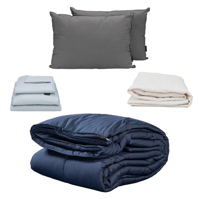 Edred&oacute;n Queen Size Dicasa Homy Azul Marino con S&aacute;banas Softy , Protector Ultra, Almohadas 2 Pack