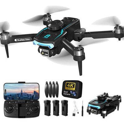 Drone A Control Remoto Wifi C&aacute;mara Hd 3 Bater&iacute;as Y De Bolso negro