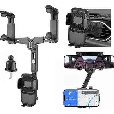 Soporte Para Tel&eacute;fono Espejo Retrovisor Porta Celulares 3en1