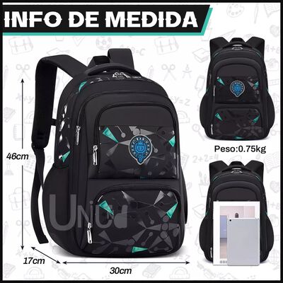 M Mochila escolar viaje Uniuni Escolar Viaje UN-S723 color negro 30L