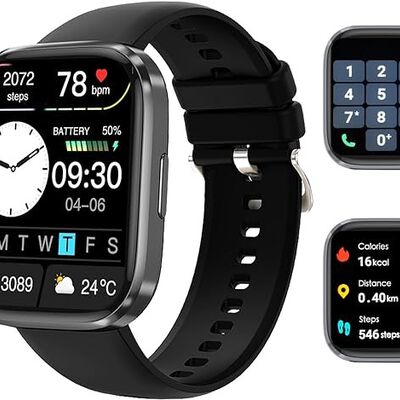 Lostrain Reloj Inteligente Hombre y Mujer,Smartwatch Deportivo 1.96" HD Pantalla t&aacute;ctil con Llamada Bluetooth,Pulsera Inteligente Impermeable IP68 Monitor De Frecuencia Card&iacute;aca/SPO2/Presi&oacute;n Arterial.