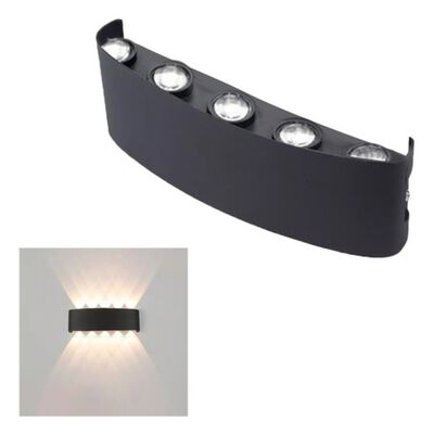 L&aacute;mpara Moderna Led De Pared De Luz C&aacute;lida 10w Para Exterior Negra