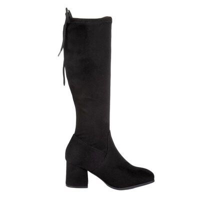 Bota de mujer, con tubo alto, suela track y doble hebilla, acabado napa, color negro, mod. 1224177
