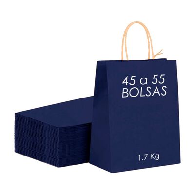 Kit de 45 a 55 Bolsas de Papel Kraft Azul, Bluelander
