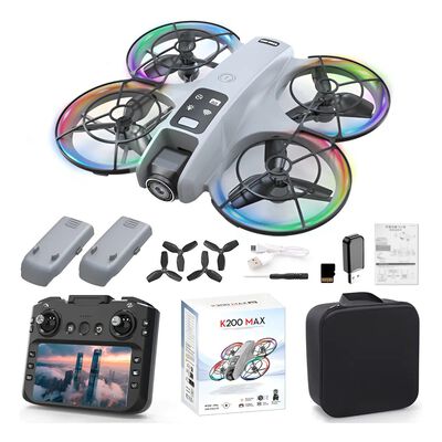Mini Drone 8k C&aacute;mara Bater&iacute;as Pantalla De 4.5inch Control Remoto Y Protector De H&eacute;lices K200 Color Gris